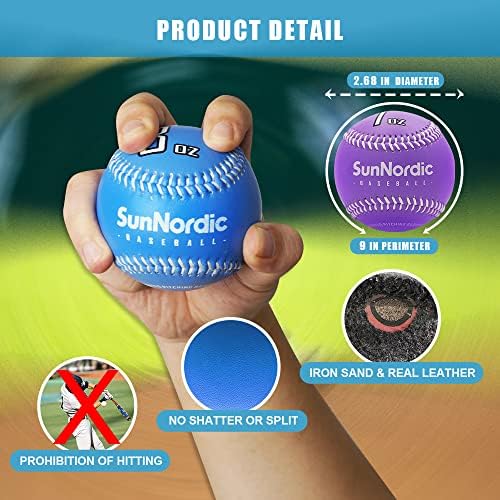 Sunnordic Leather ponded Bolalls Conjunto de 9, Bolas de Plyo de beisebol com faixas de braço de resistência de 25/35/50