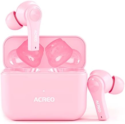 ACREO sem fio fones de ouvido sem fio, arbuds, 【2021 lançados】, Bluetooth TWS fones de ouvido com 24 horas de brincar, mais compactos sem fio ouvido para Android e iPone, classificação IPX7, ouvido à prova d'água rosa