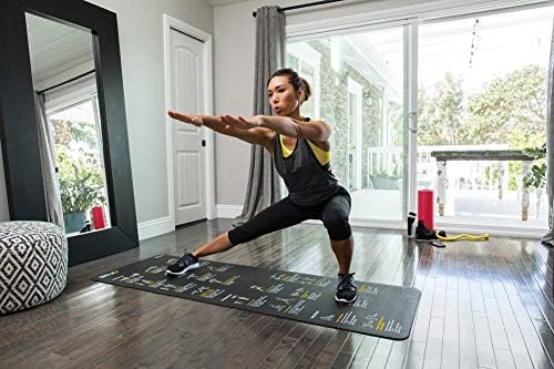 Sklz Sport Performance Exercício tapete com ilustrações de exercício autoguiado preto, 6 x 2 pés x 1/4 polegada