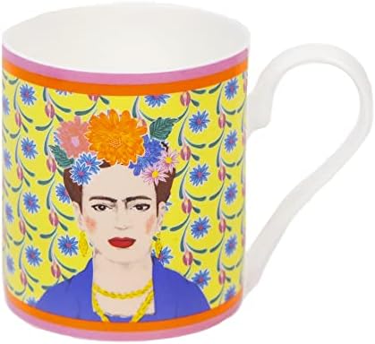 Tabelas conversando amarelo Frida Kahlo Caneca para café, chá e bebidas quentes | Presentes de mulheres inspiradoras para