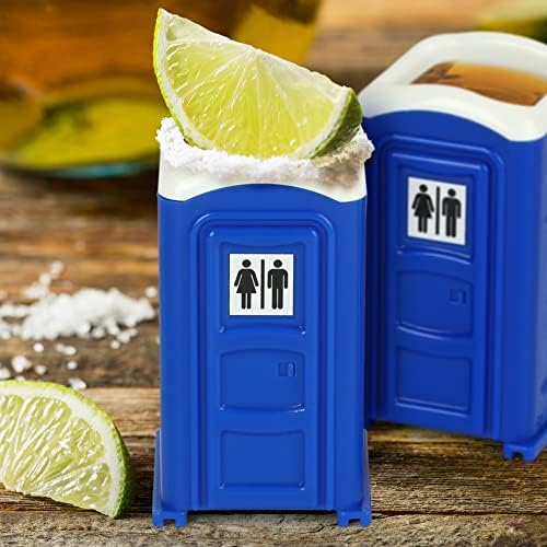 Porta Potty Shot Glasses, Glass Funny Shot, Humor de banheiro Presentes de elefante branco para adultos, 2 onças, conjunto