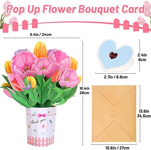 Cartões de aparelho de pop -up do Dia das Mães Shynek da filha e filho, tulip bouquet card happy mousthers cartão feminino