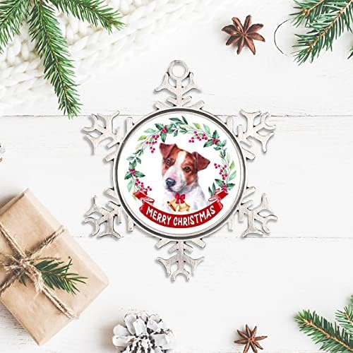 MerryChristmas Dog 2022 Ornamento de Natal para Tree Christmas Flor Wreath Dog Floco de neve Metal Ornamento de Natal Greatria Wrinal