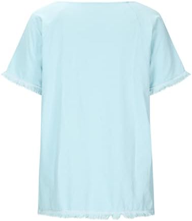 Blusa casual para mulheres de verão no outono de manga curta pescoço de plus size tamel tops lison meninas 2023 92