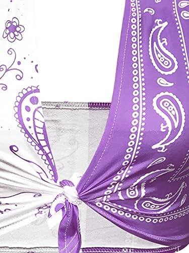 Soly Hux Bloco de cores feminino Paisley impressão de impressão de cabeceira dianteira Cami Cami Crop top
