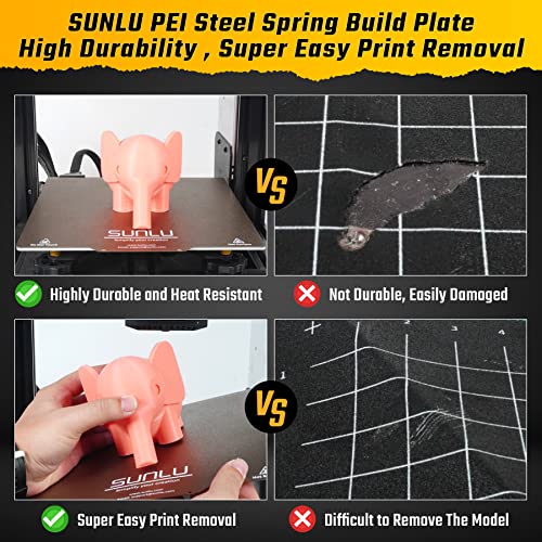 Superfície de construção magnética de SunLu PEI, pacote de filamentos de impressora PLA 3D 250G, 9,25x9.25inchs, 2 pcs PEI +1 PC Base Sticker Sheet Sheet Sheet Sheet Sheet