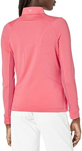 Solid Solid Sol Protection 1/4 Zip da Callaway Women com costuras frontais Chev e camisa de detalhamento de costura superior