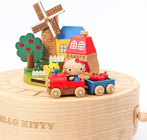 Caixa de música de madeira da Life Wooderful | Hello Kitty Town | 1060362 | Pintura à mão Design mais popular Presente maravilhoso para a família da floresta sustentável | Plays - Brahms Waltz
