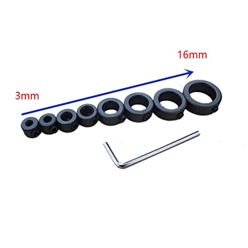 7pcs Limite de perfuração Cola de colar de anel de 3 mm a 12 mm Manga de eixo de diâmetro interno com chave para