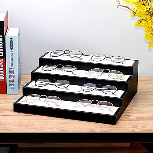 EMERS requintados- óculos Display Stand 4 Tier Wood Sunglasses Sungess Organizer tinta Óculos da exibição Caixa de bandeja