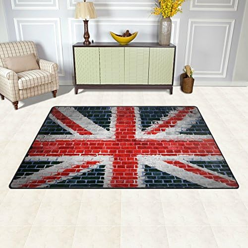 Tapete da área de Welllee, bandeira da união Jag Painted Floor Rapet não deslizamento para o dormitório de jantar de jantar Decoração de quarto 31x20 polegadas