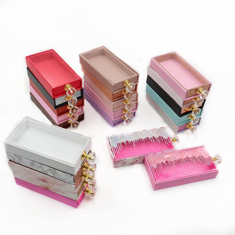 Caixas de embalagem de cílios caixas de retângulo com bandejas de cristal de cristal em massa de caixa magnética vazia, e74.100