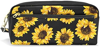 Ablink Hipster Golém de girassóis dourados Bolsa de capa lápis com zíper para viagem, Small Cosmetic Bag