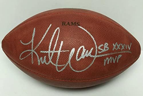 Kurt Warner assinou o autêntico Rams 'The Duke' Football com SB XXXIV MVP JSA - Bolinhos autografados