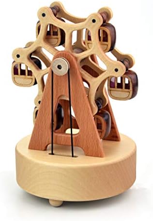Binkegg Play [desejamos a você um Feliz Natal] Wooden Wind Up Ferris Wheel Music Box com movimento musical Sankyo