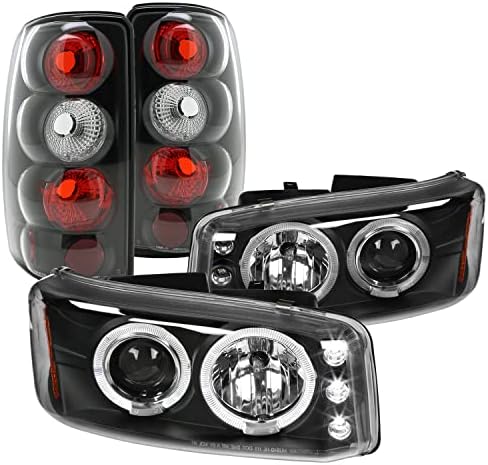 Spec-d Tuning Faróis de projetor preto brilhante + sinal de giro LED + LED FOG Compatível com GMC Yukon Denali esquerda + parlamps