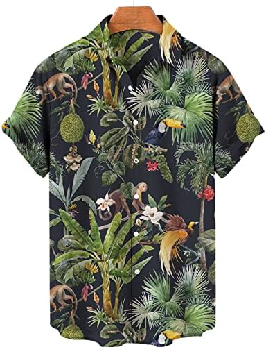 Camisetas de verão t para homens casuais impressão de lapela solta manga curta manga botão por porta estilo floral camiseta