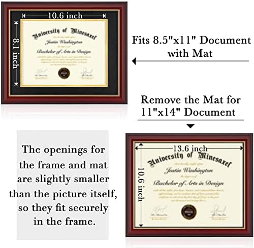Diploma de minasaxel Quadros 8,5 x 11 com tapete preto Certificado Documento 11x14 Sem tanta, moldura de grau para tela dupla de parede e mesa