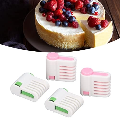 4 PCs Slicer de bolo Diy, Auxiliar de estratificação, corte de broca de pão, cortina de 5 camadas, Ferramentas de guia de corte ajustável para pastelaria de panos de cozinha
