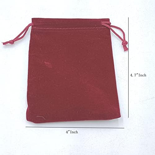 Yoogcorett 10pcs Vinho Velvet Redtring Sacos para bolsas de embalagem para presente de jóias 4 x 4,7 polegadas