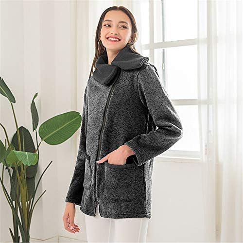 Andongnywell Sweater Fleece Full Side Zip Soft Classic Fit Fit de comprimento de lapela de lapela de comprimento de lapela