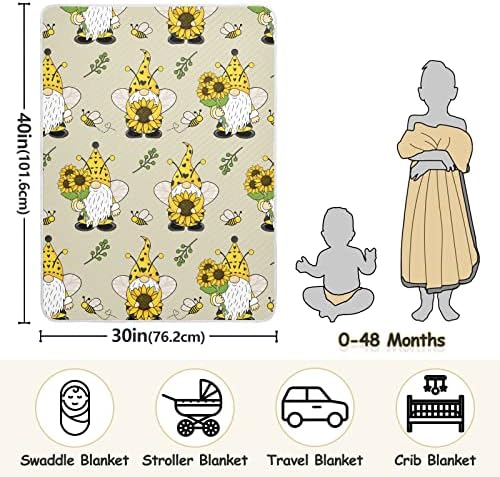 Gnomos abelhas Girassóis Cobertores de bebê para meninos Super macio cobertores de criança quente para meninas cobertor de berço leve, cobertor para berçário infantil infantil unissex viajar decoração adulta