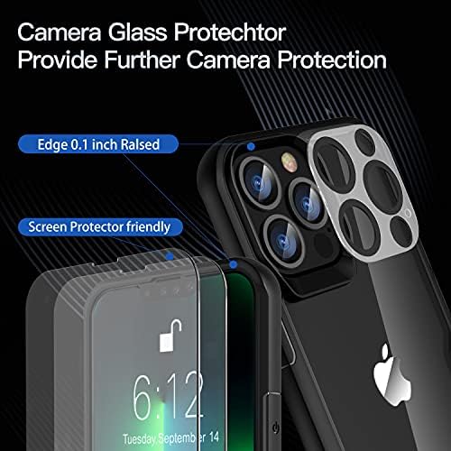 Oretech projetado para o iPhone 13 Pro Max Case, com [2 x Protetor de tela de vidro temperado] [Protetor de lente da câmera]