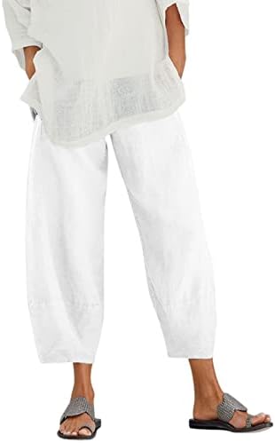 Roupas extravagantes para adolescentes calçam calças de colheita solta pura Mulheres algodão elástico com cintura