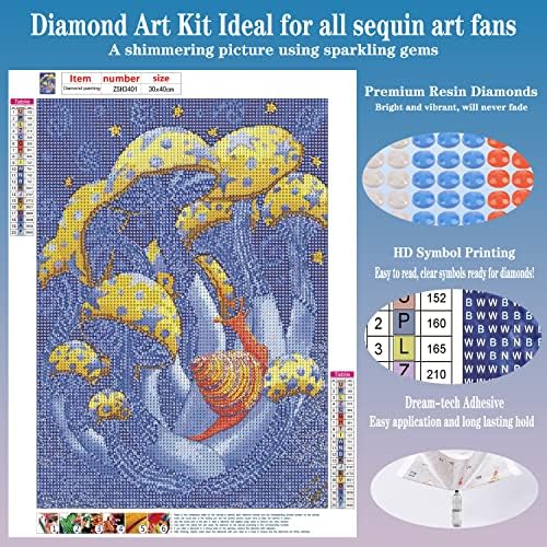 Kits de pintura de diamante de cogumelos para terra para adultos iniciantes - 5D DIY cogumelo arte completa kits de diamante de diamante kits pintando artesanato para decoração de parede em casa, kits de arte de diamante, 12x16inch