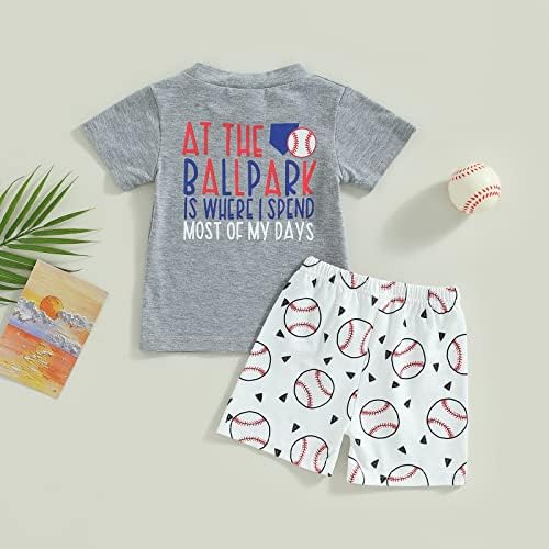 Criança bebê menino de verão beisebol letras impressão t-shirt tops e shorts de beisebol 2pcs Conjunto de roupas casuais