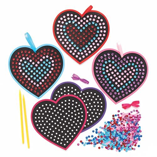 Baker Ross AX717 Kits de lantejoulas cardíacas - pacote de 5, para as crianças decorar e personalizar projetos artísticos, grupos
