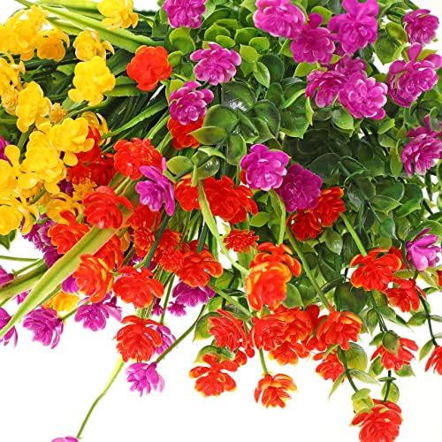 Willbond 36 Facas de flores artificiais ao ar livre, resistência à UV resistente a UV Plantas artificiais arbustos a granel de flor