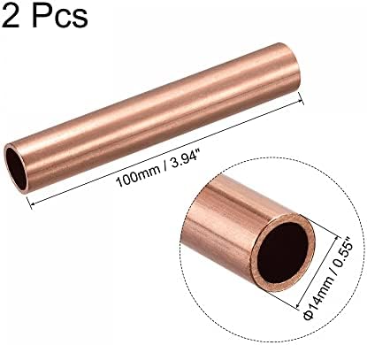 tubo redondo de cobre uxcell 14 mm od 1,5 mm de espessura da parede de 100 mm de comprimento de tubo 2 pcs