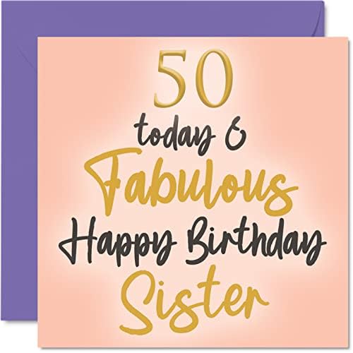 Fabulous 50th Birthday Cards for Sister - 50 Today & Fabulous - Feliz aniversário para a irmã do irmão, presentes de aniversário da