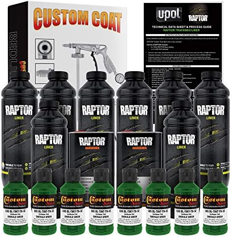 LOJA CUDDADA EMERALD Green Uretano Spray-on-on-spray Caminhão Kit e pistola de pulverização personalizada com regulador, 8 litros