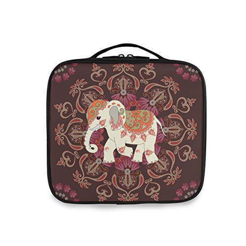 Mr.Xzy Mandala Elephant Travel Makeup Trem Case Bag de maquiagem Bolsa de cosméticos com escovas de trem Divisadores de joalheria