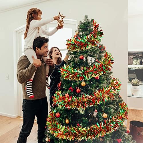 Dilunave 40 pés Tinsel Twist Twist Garland Foil Ation Christmas para árvore, casamento, aniversário e festa penduradas