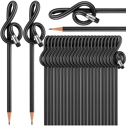 Harloon 50 peças Música Lápis Note musical Lápis Pen Pen Treble Clef Bent G Clef Lápis dobráveis ​​para crianças Presentes de música para estudantes Escolar