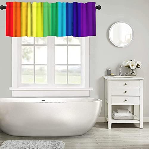 Cortinas de arco -íris, forma de onda, sala de meninas decoração de casa decoração de haste blecaut cortinas de bolso para adolescentes garotos da filha do quarto 54x18 polegadas