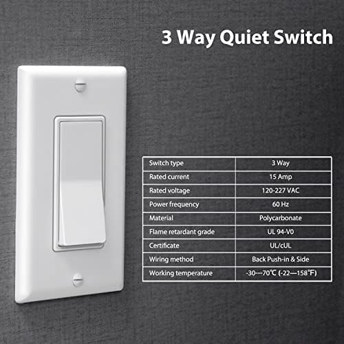 12 pacote - Electeck 3 Way Rocker Light Switch, 15A 120/277V, placa de parede incluída, UL certificado