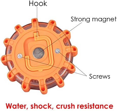 Aolyty LED Road Flares Disco Para Construção de Carros de Trânsito de Emergência Aviso de Luz Flashing 9 Modos SOS Bateria de Magnet e gancho Ultra Brush Brilhe Ambar à prova d'água