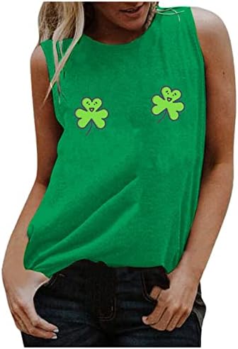 Jinlile feminino de St. Patrick's Day Tops Tops sem mangas túnicas de pescoço redondo de verão coletes casuais praia de