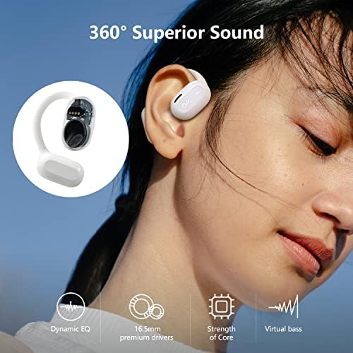 Fones de ouvido de orelha aberta oladance bluetooth 5.2 fones de ouvido sem fio para Android & iPhone, fones de ouvido