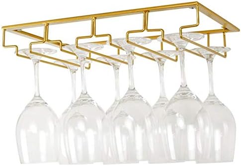 Sob o armário de vinhos de vinho, porta -vidros, copos de estoques montados na parede Organizador de metal de ferro para bar da cozinha -Golden L40XW22.5cm