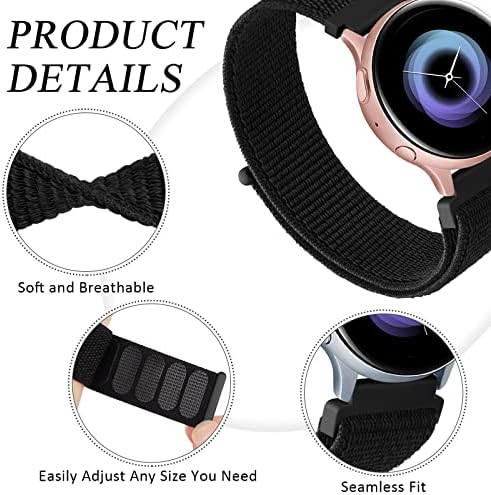 Meliya Band for Samsung Galaxy Watch 3 Bands 41mm Mulheres homens, 20 mm Banda de substituição de tira de nylon macio ajustável