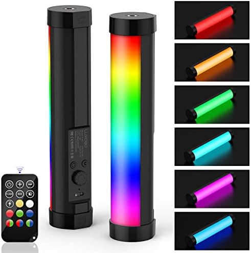 Varra leve portátil LuxCeo, luz de vídeo LED de LED multicolor RGB para fotografia, Mini Light recarregável de 2000mAh Beck leve para gravar luzes de tubo profissional com magnéticos para YouTube, Tiktok