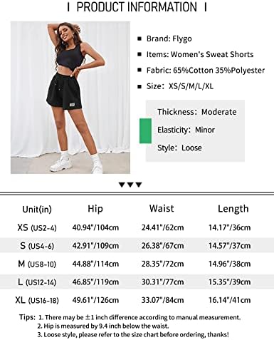 Flygo Womens Swort Shorts Casual Summer String String Cintura Lounge confortável shorts atléticos Running Gym Shorts com bolsos
