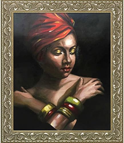 La Pastiche Girl com reprodução de braceletes de ouro com Silver Rococo, 25,5 x 29,5