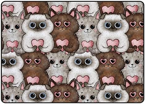 Tsingza tapete macio tapetes grandes de área, gatos aquarela sorridente confortável carpete interno, tapete de brincadeira para quarto de estar com decoração para casa de quarto