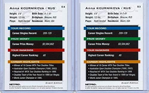 Anna Kournikova 2003 1º Lot de Cartão de Tênis de Tênis de Elite Netpro Elite!